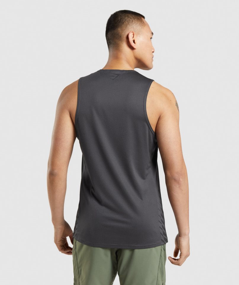 Men's Gymshark Sport Stripe Tanks Black | NZ 7RHTNL